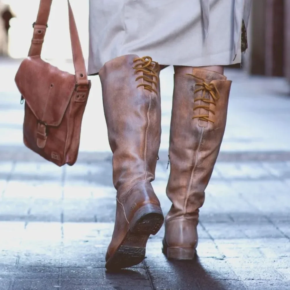 Bed Stu Manchester Tan Over the Knee Leather Boots